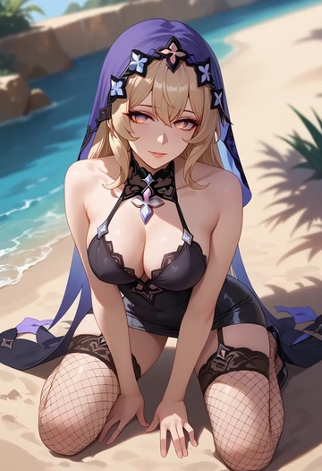 star rail,black swan,secretary,stockings,sexy, panties  - AI generated anime art